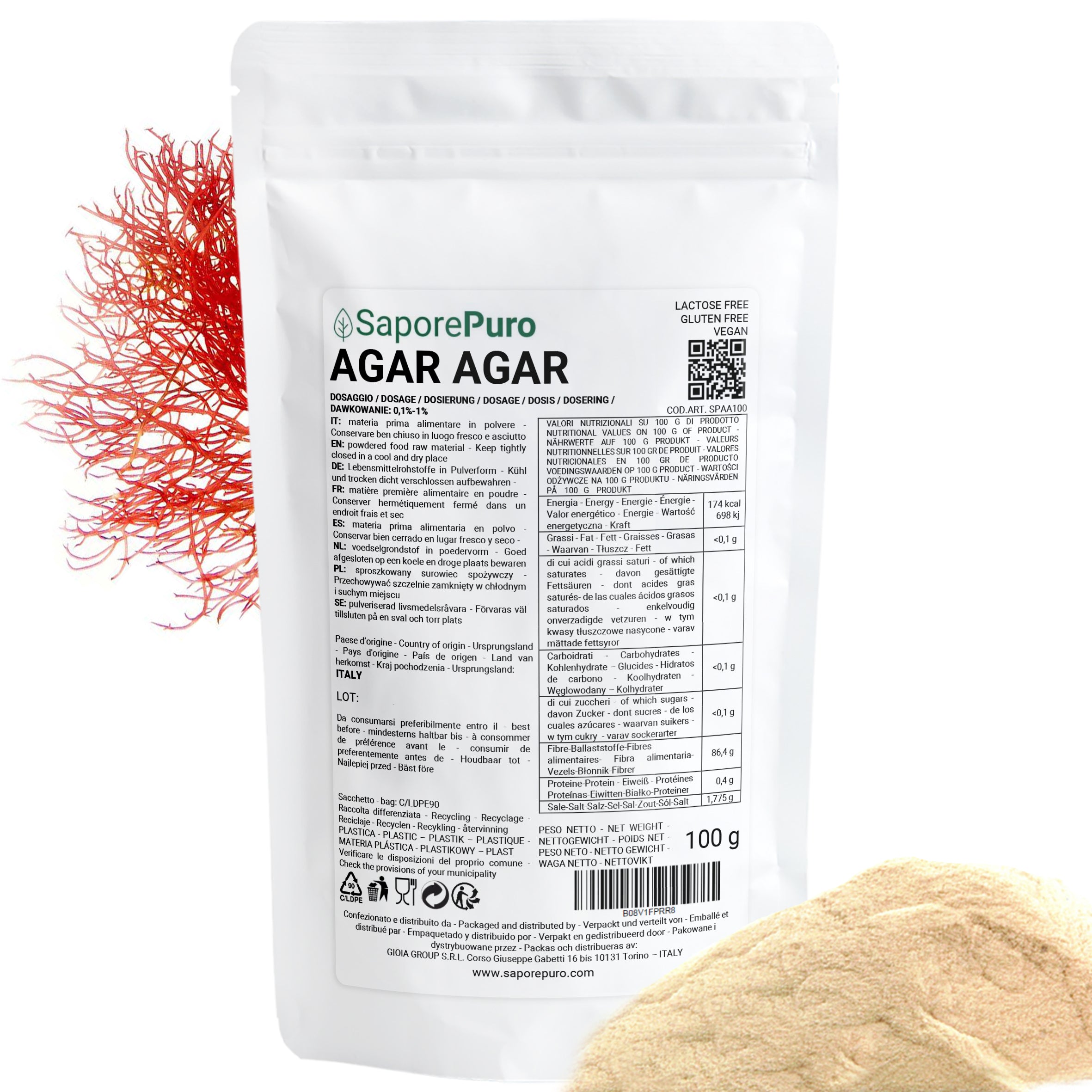 Agar Agar - E406 - 100gr - Origine ITALIA